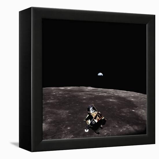 Lunar Module, Earth, and Moon-Michael Collins-Framed Premier Image Canvas