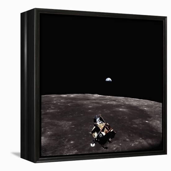 Lunar Module, Earth, and Moon-Michael Collins-Framed Premier Image Canvas