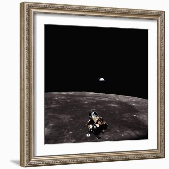 Lunar Module, Earth, and Moon-Michael Collins-Framed Photographic Print