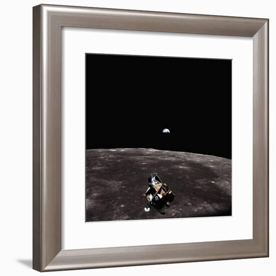 Lunar Module, Earth, and Moon-Michael Collins-Framed Photographic Print