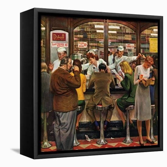 "Lunch Counter," October 12, 1946-John Falter-Framed Premier Image Canvas