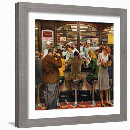 "Lunch Counter," October 12, 1946-John Falter-Framed Giclee Print