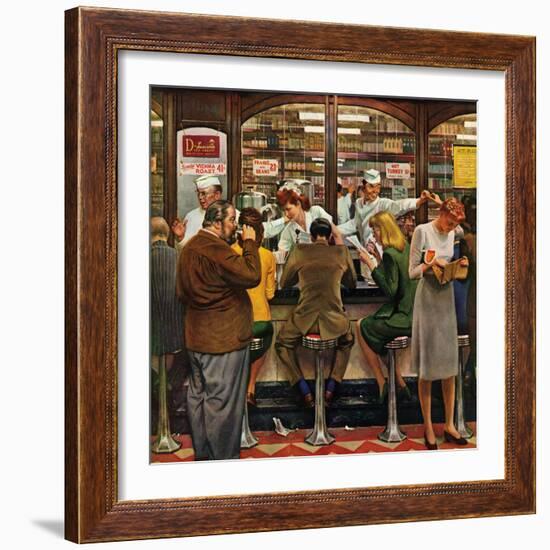 "Lunch Counter," October 12, 1946-John Falter-Framed Giclee Print