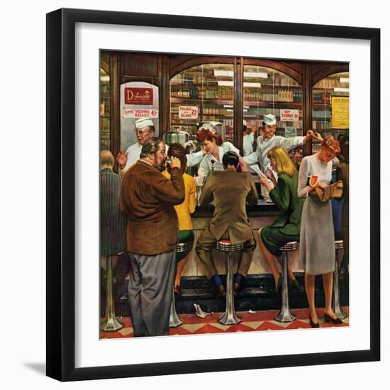 "Lunch Counter," October 12, 1946-John Falter-Framed Giclee Print