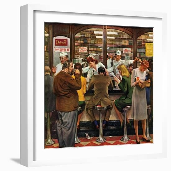 "Lunch Counter," October 12, 1946-John Falter-Framed Giclee Print