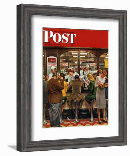 "Lunch Counter," Saturday Evening Post Cover, October 12, 1946-John Falter-Framed Giclee Print