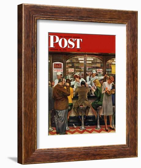 "Lunch Counter," Saturday Evening Post Cover, October 12, 1946-John Falter-Framed Giclee Print