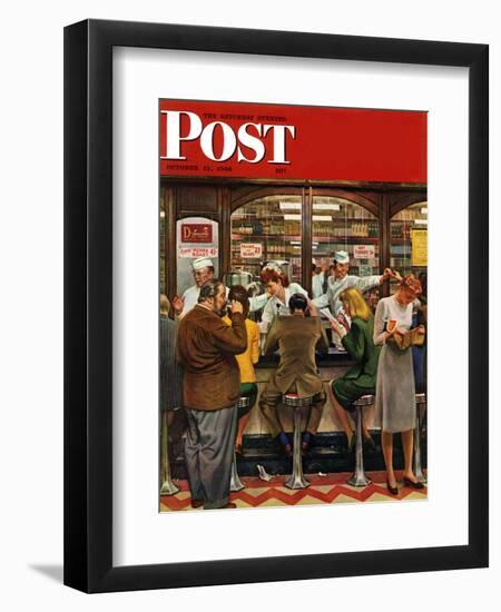 "Lunch Counter," Saturday Evening Post Cover, October 12, 1946-John Falter-Framed Giclee Print