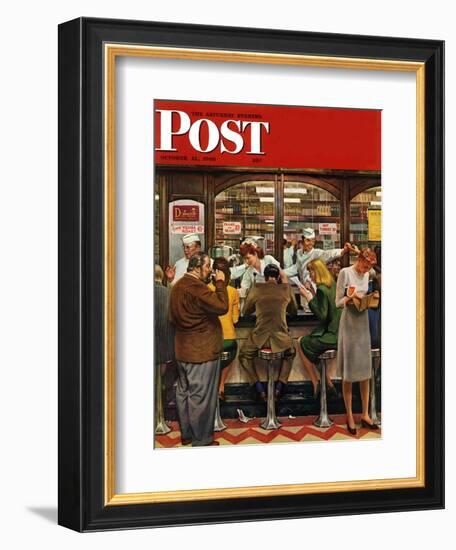 "Lunch Counter," Saturday Evening Post Cover, October 12, 1946-John Falter-Framed Giclee Print