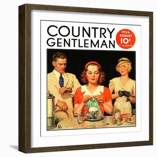 "Lunch Counter Wait," Country Gentleman Cover, August 1, 1934-Ralph P. Coleman-Framed Giclee Print