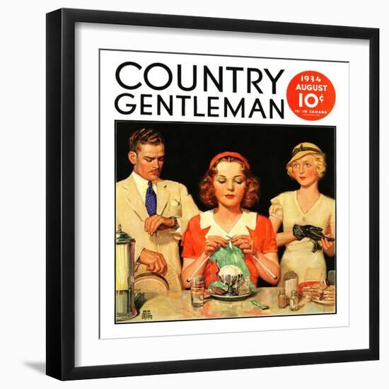 "Lunch Counter Wait," Country Gentleman Cover, August 1, 1934-Ralph P. Coleman-Framed Giclee Print