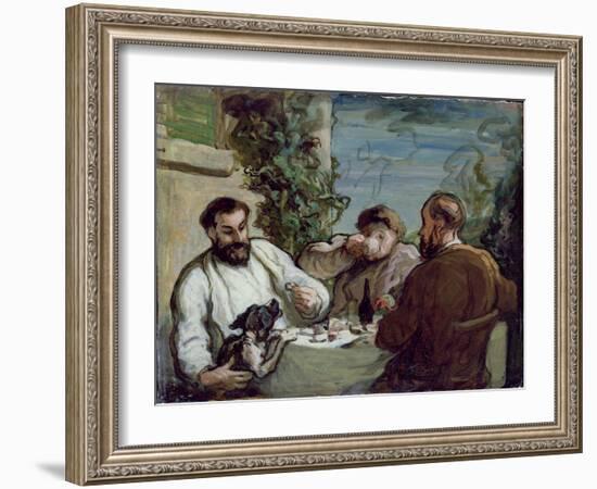 Lunch in the Country, 1868 (Oil on Board)-Honore Daumier-Framed Giclee Print