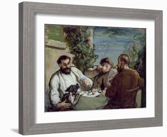 Lunch in the Country, 1868 (Oil on Board)-Honore Daumier-Framed Giclee Print