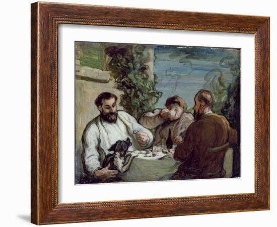 Lunch in the Country, 1868 (Oil on Board)-Honore Daumier-Framed Giclee Print