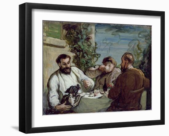 Lunch in the Country, 1868 (Oil on Board)-Honore Daumier-Framed Giclee Print