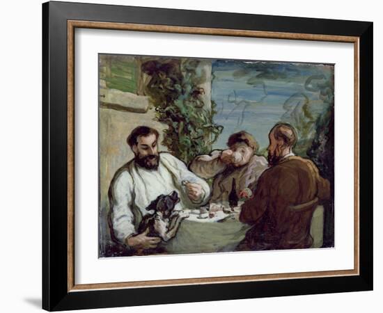 Lunch in the Country, 1868 (Oil on Board)-Honore Daumier-Framed Giclee Print