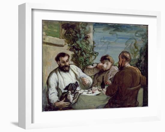 Lunch in the Country, 1868 (Oil on Board)-Honore Daumier-Framed Giclee Print