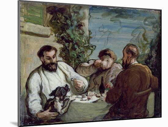 Lunch in the Country, 1868 (Oil on Board)-Honore Daumier-Mounted Giclee Print