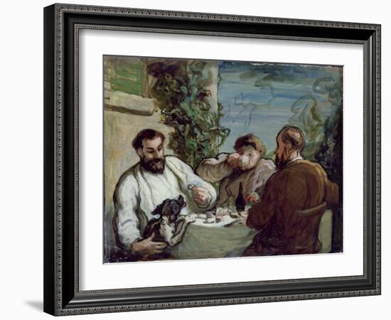 Lunch in the Country, 1868 (Oil on Board)-Honore Daumier-Framed Giclee Print