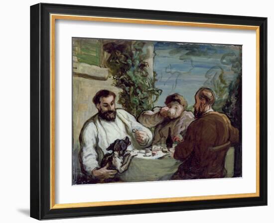 Lunch in the Country, 1868 (Oil on Board)-Honore Daumier-Framed Giclee Print