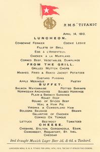 Lunch Menu on the Titanic
