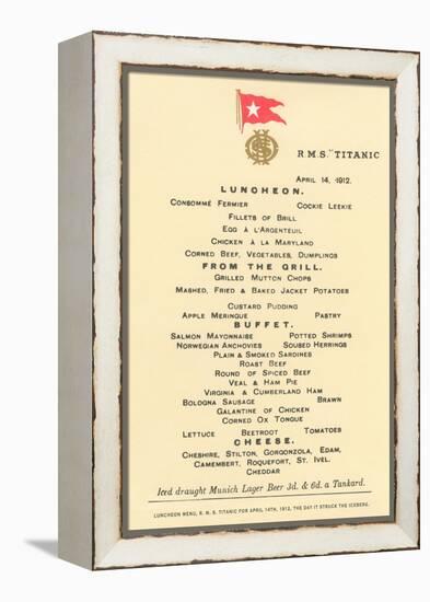 Lunch Menu on the Titanic-null-Framed Stretched Canvas