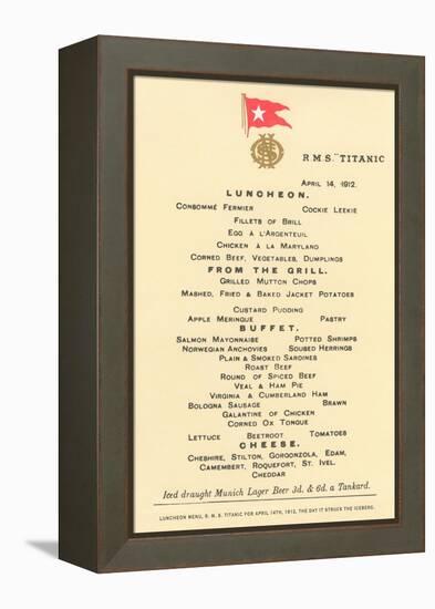 Lunch Menu on the Titanic-null-Framed Stretched Canvas