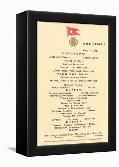 Lunch Menu on the Titanic-null-Framed Stretched Canvas