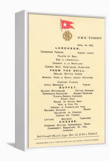 Lunch Menu on the Titanic-null-Framed Stretched Canvas
