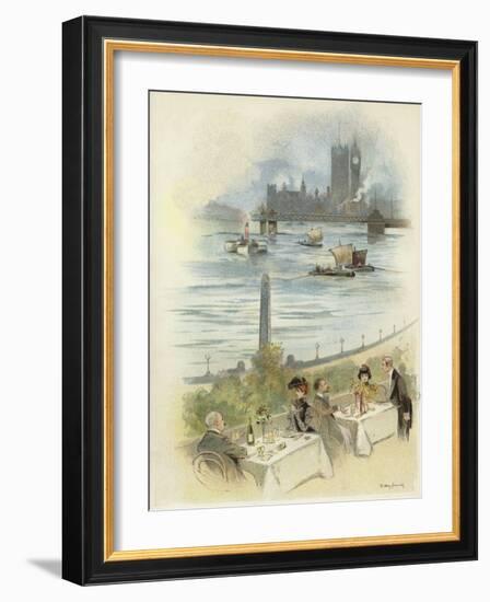 Lunch on Terrace Overlooking the Thames-Dudley Hardy-Framed Giclee Print