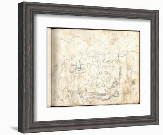 Lunch on the Grass (Pencil on Paper)-Claude Monet-Framed Giclee Print