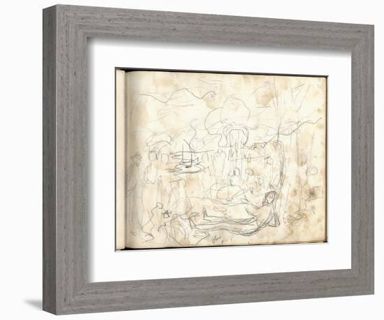 Lunch on the Grass (Pencil on Paper)-Claude Monet-Framed Giclee Print