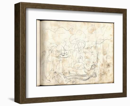 Lunch on the Grass (Pencil on Paper)-Claude Monet-Framed Giclee Print