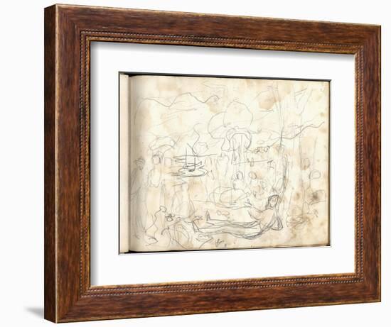 Lunch on the Grass (Pencil on Paper)-Claude Monet-Framed Giclee Print