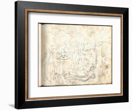 Lunch on the Grass (Pencil on Paper)-Claude Monet-Framed Giclee Print