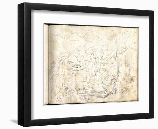 Lunch on the Grass (Pencil on Paper)-Claude Monet-Framed Giclee Print