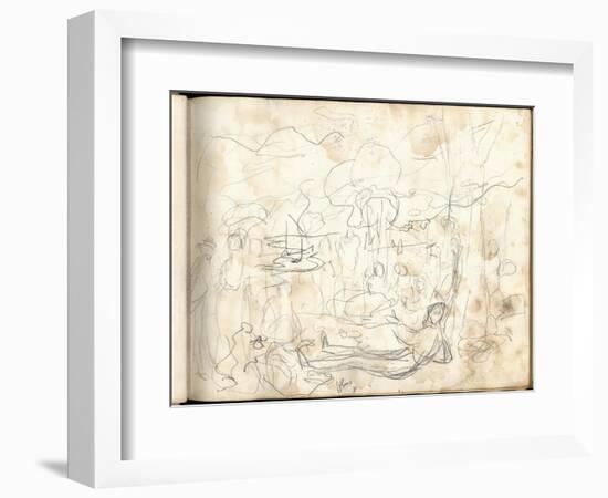 Lunch on the Grass (Pencil on Paper)-Claude Monet-Framed Giclee Print