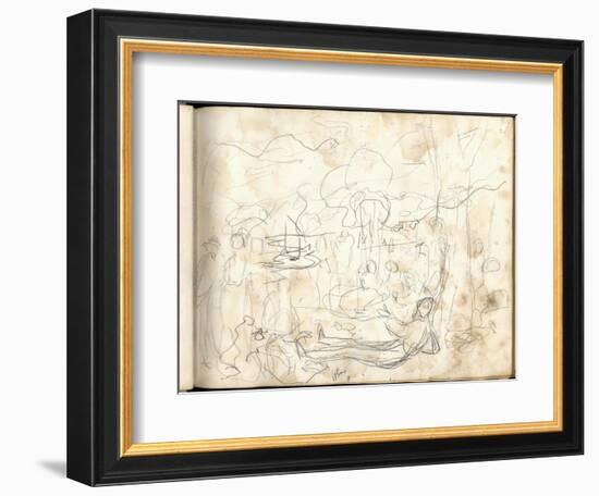 Lunch on the Grass (Pencil on Paper)-Claude Monet-Framed Giclee Print