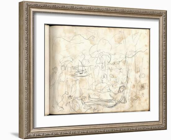 Lunch on the Grass (Pencil on Paper)-Claude Monet-Framed Giclee Print