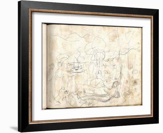 Lunch on the Grass (Pencil on Paper)-Claude Monet-Framed Giclee Print