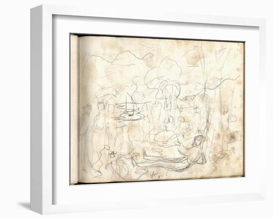 Lunch on the Grass (Pencil on Paper)-Claude Monet-Framed Giclee Print