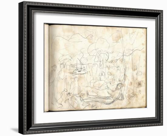 Lunch on the Grass (Pencil on Paper)-Claude Monet-Framed Giclee Print