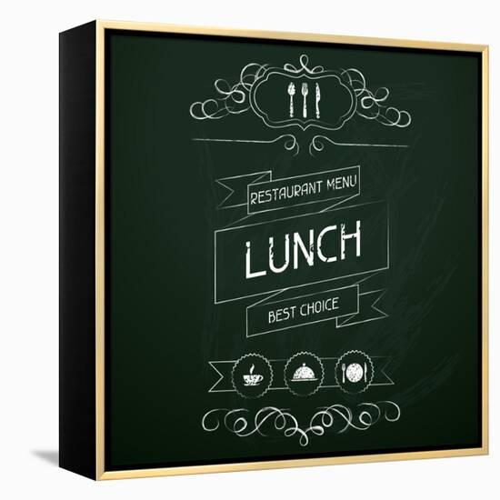 Lunch on the Restaurant Menu Chalkboard-incomible-Framed Stretched Canvas