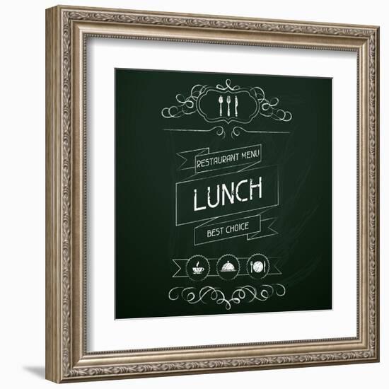 Lunch on the Restaurant Menu Chalkboard-incomible-Framed Art Print