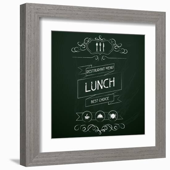 Lunch on the Restaurant Menu Chalkboard-incomible-Framed Art Print