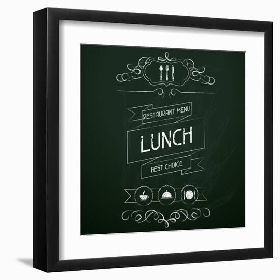 Lunch on the Restaurant Menu Chalkboard-incomible-Framed Art Print