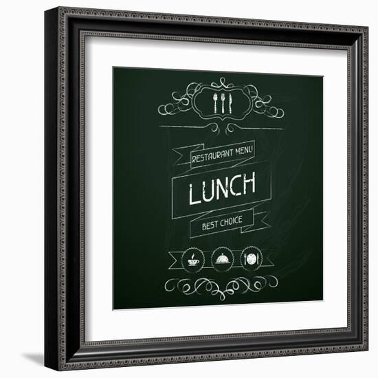 Lunch on the Restaurant Menu Chalkboard-incomible-Framed Art Print