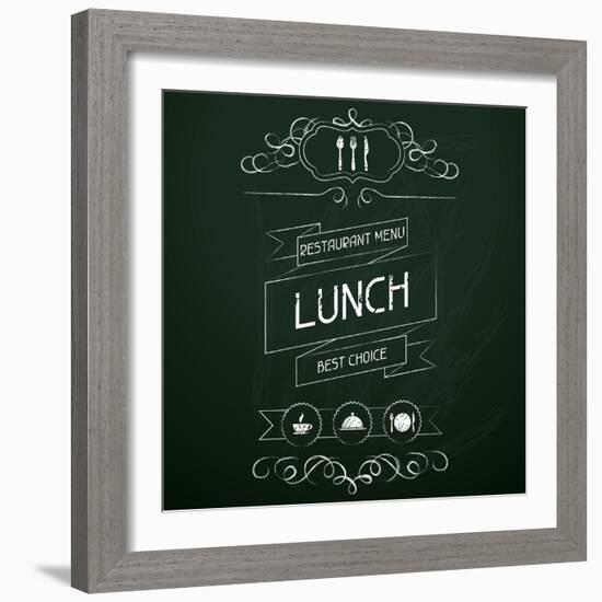 Lunch on the Restaurant Menu Chalkboard-incomible-Framed Art Print