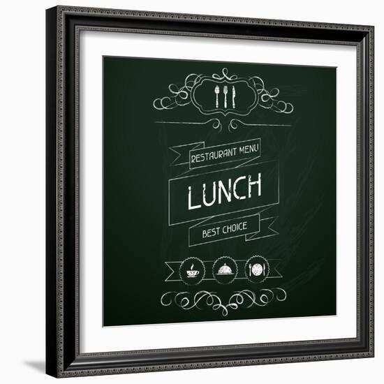 Lunch on the Restaurant Menu Chalkboard-incomible-Framed Art Print