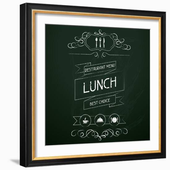 Lunch on the Restaurant Menu Chalkboard-incomible-Framed Art Print